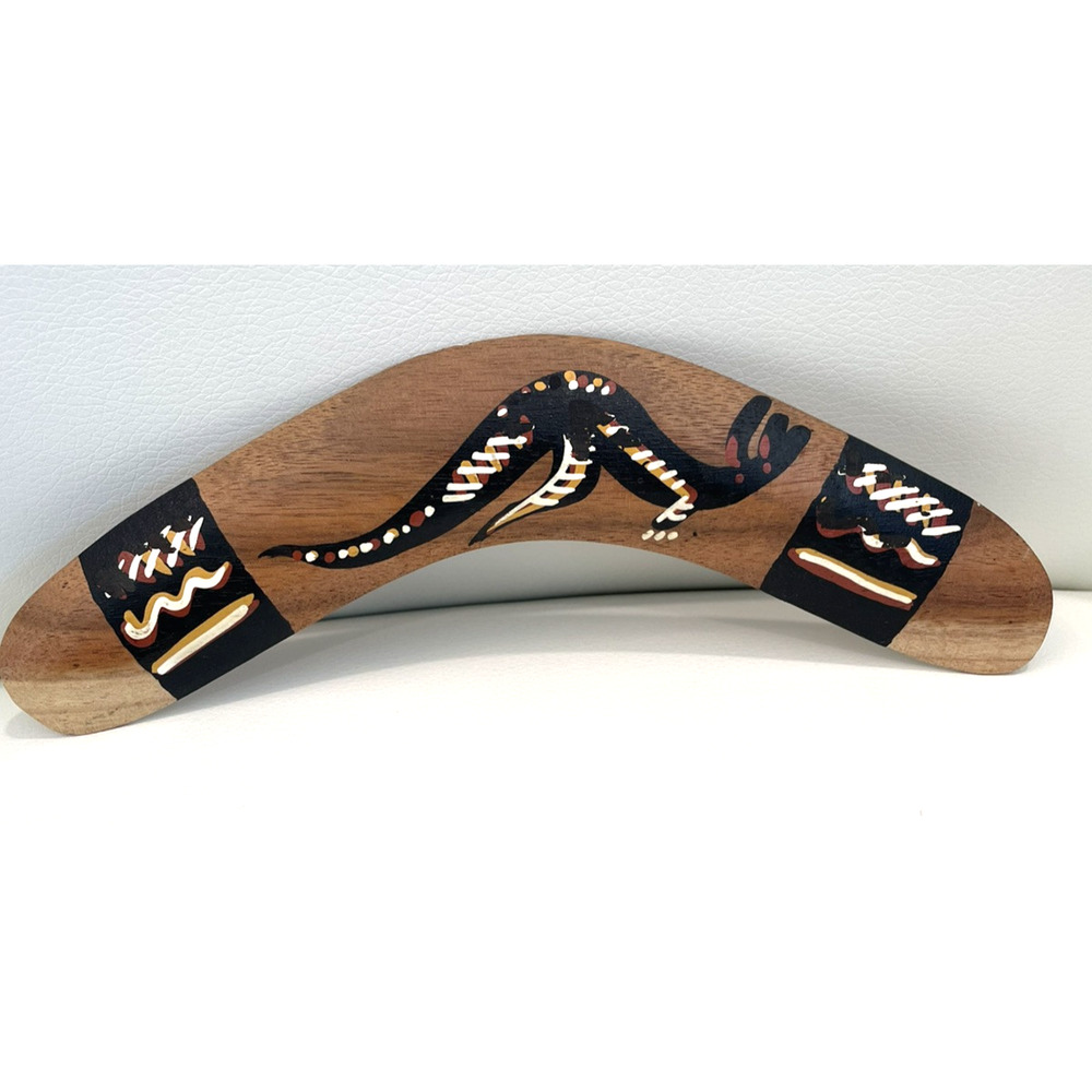 Genuine Aboriginal Art Souvenir Boomerang - Approx. 10 1/4" long, 1/4" wide